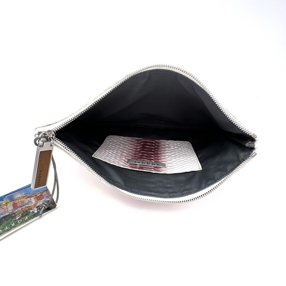 August Design Pink Clutch Banana Republic Leather Croc Alligator Bag New NWT - Picture 4 of 12